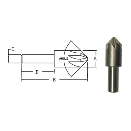 1 X 60 Deg Cobalt Rh 6Fl Countersink 1/2 Shank X 2-3/4 Oal